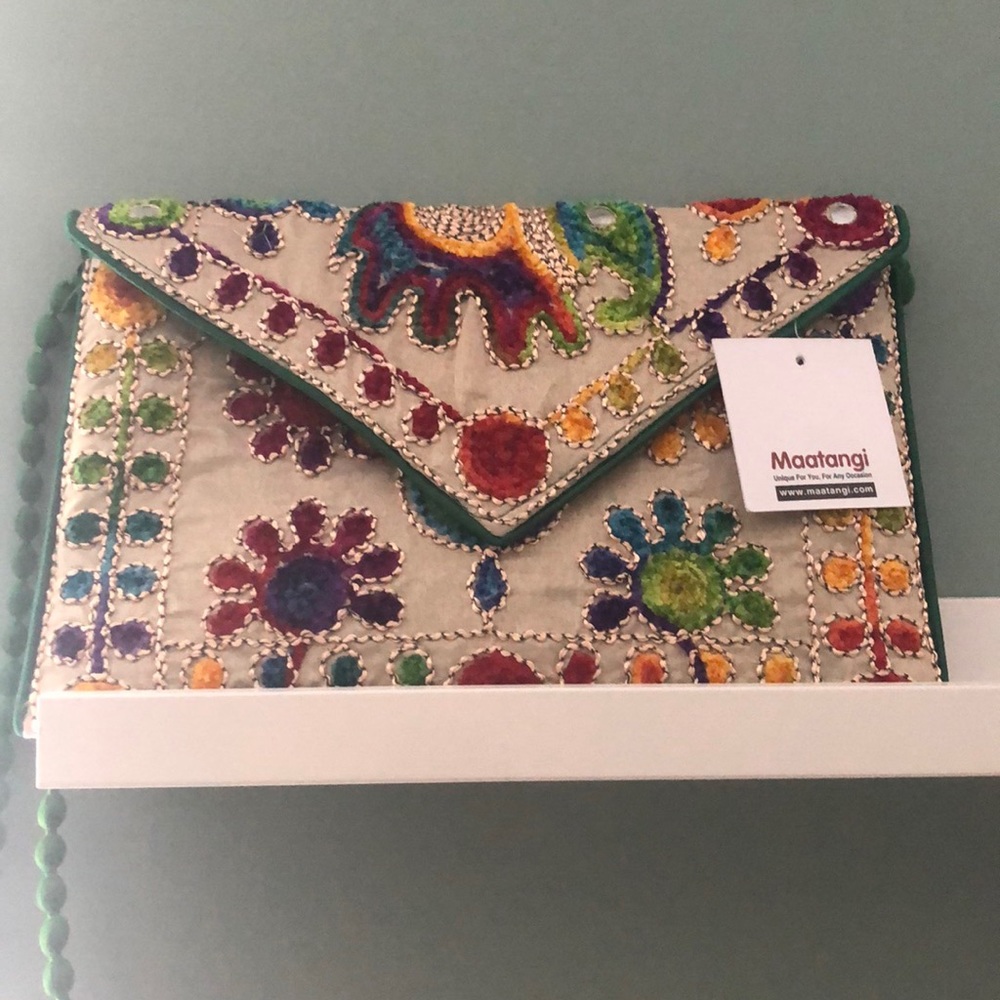 Colorful boho clutch